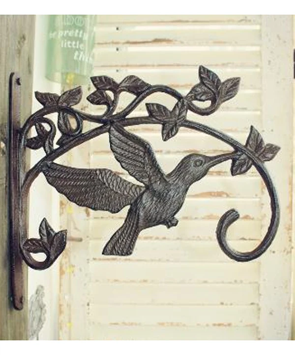 CAST IRON HUMMING BIRD WALL BASKET HOOK