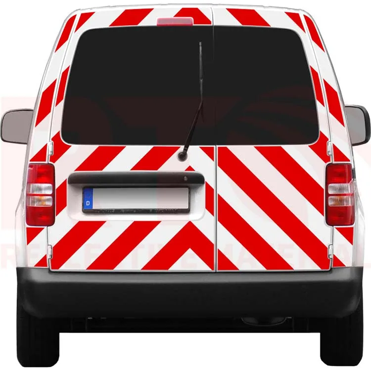 5 Years Car Reflector Sticker 4 Inch Red And White Left Right Slanted Adhesive Reflective Tape