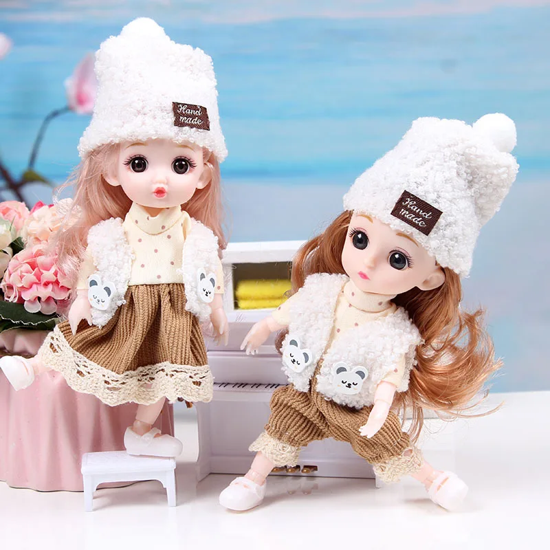 16cm BJD Doll Full Set 13 Moveable Joint Dolls Cartoon Dress Bjd Toy Smile Face Newest Dress Make Up Toys Girls Gift Dolls