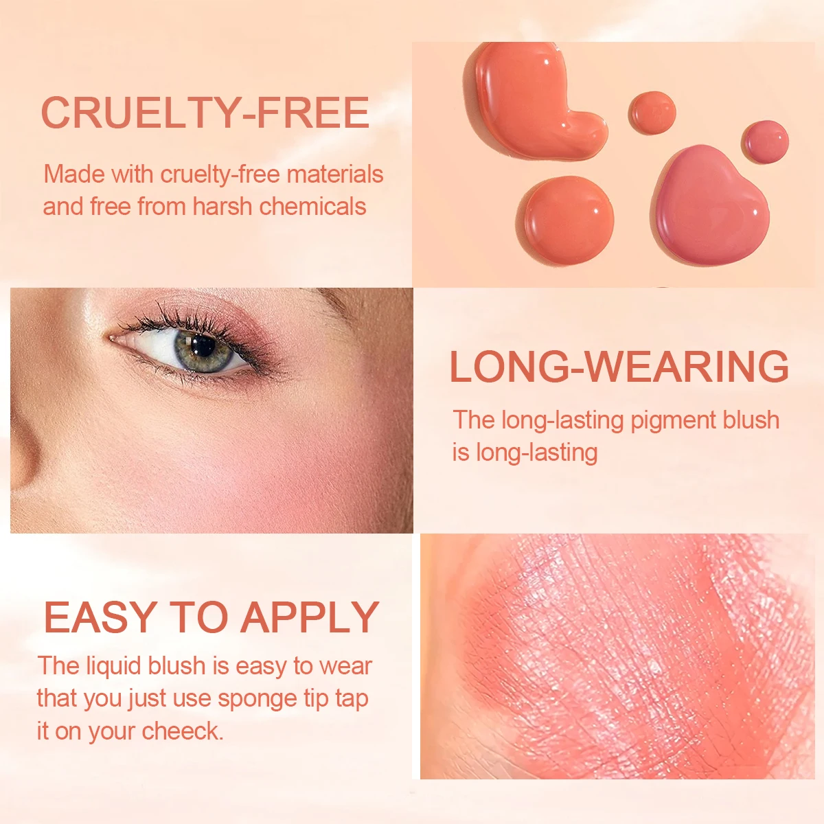 Custom Your Own Logo High Pigment Cheek Liquid Blush Makeup Face Beauty Private Label Single Airy Liquid Blush
