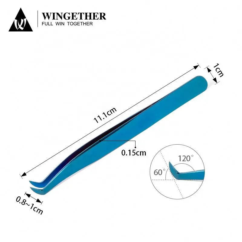 Wingether Best Selling Stainless Steel Eyelash Tweezers Stamp Company Logo On Tweezers For Eyelash Extens