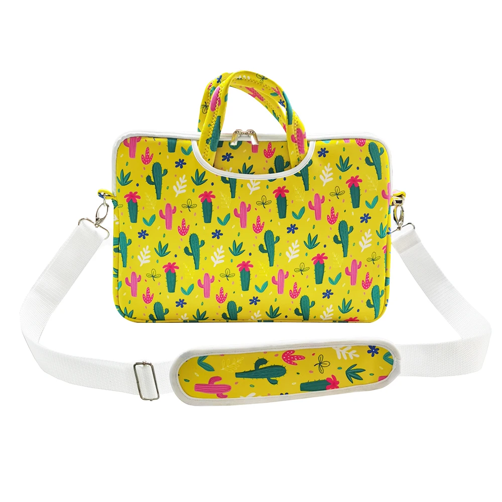 Custom Print Waterproof Notebook Carrying Case Briefcase Bag Neoprene Crossbody Laptop Sleeve Cover with Shoulder Belt