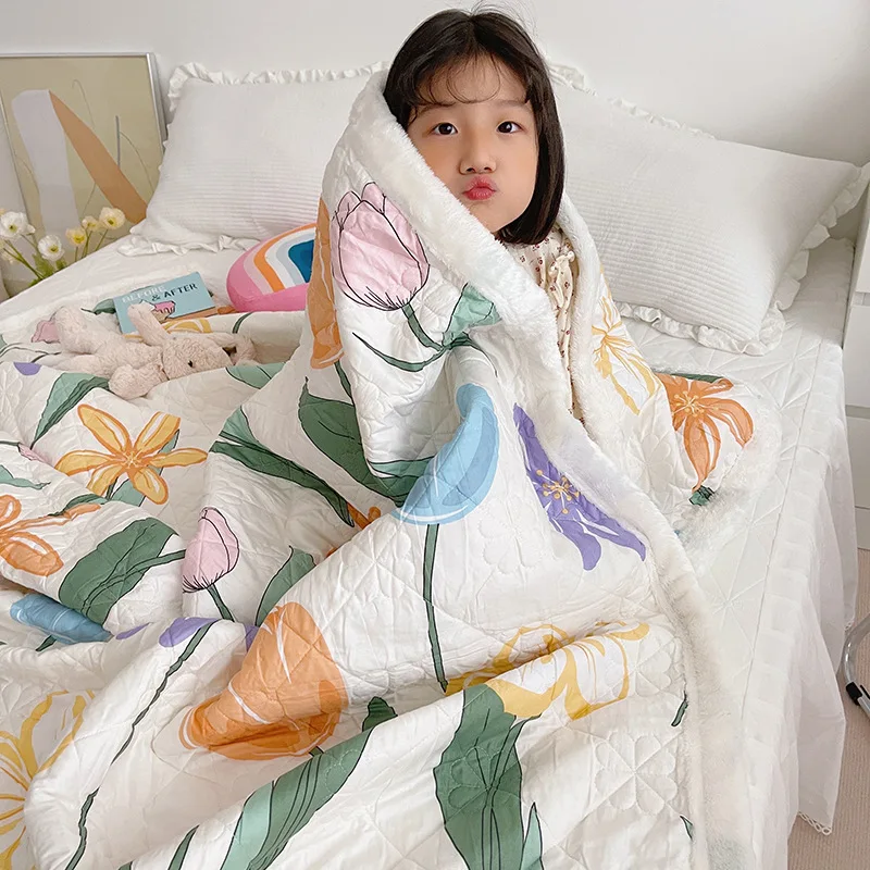 New Fabrics Throw Blanket Mink Warm Sherpa Fleece Blanket Hot Sale Custom Cotton for Kids Home Textiles Woven Printed OEM/ODM