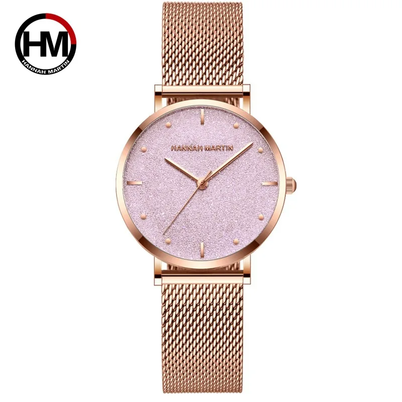 Sahara Desert Dial New Design Hannah Martin MS36 Japan Quartz Wristwatch Stainless Steel Rose Gold Waterproof Watch for Women