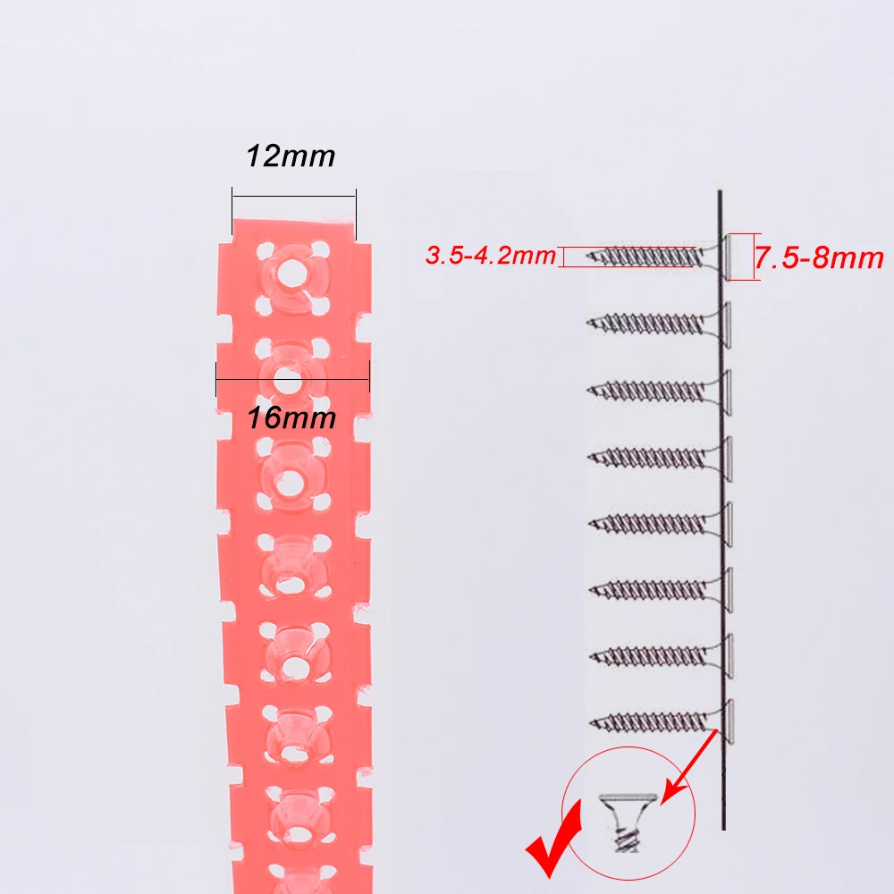 Plastic Empty Chain Belt Screw Tape Screw Band for Auto Feed Screwdriver Strips 50 Holes
