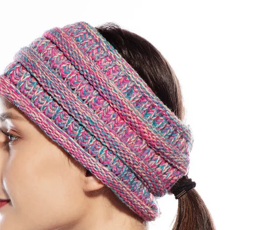 Бесплатная доставка, акриловая повязка на голову для конского хвоста, украшение для волос, повязка на голову, вязаная шерстяная повязка на голову, шерстяная пряжа
