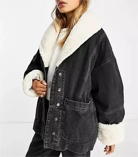 Winter New Arrivals Women Coat Borg Denim Jacket