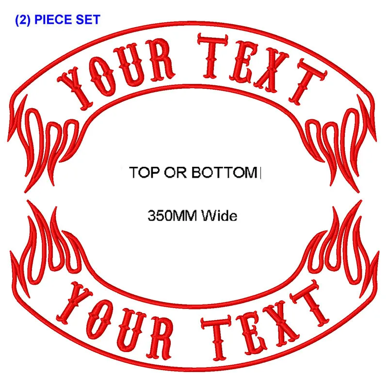 Custom texts top and bottom rock embroidered patches iron on biker rider embroidery patch