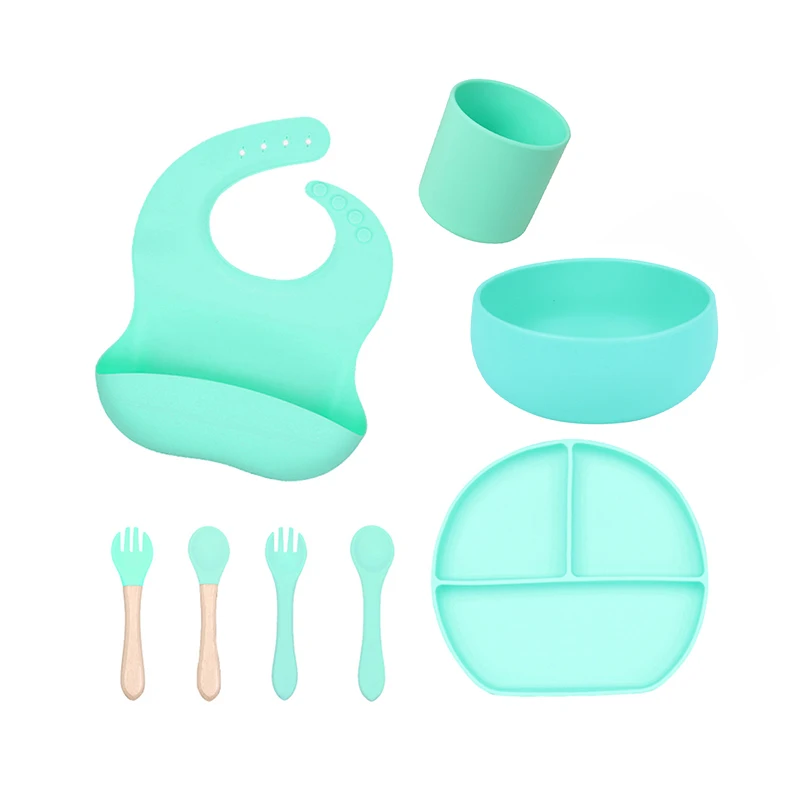 Cartoon Rice Bowl Gift Baby Feeding Eco Silicone Tableware Set Baby Bib Plate Custom Top Seller Supplies Silicone Tableware