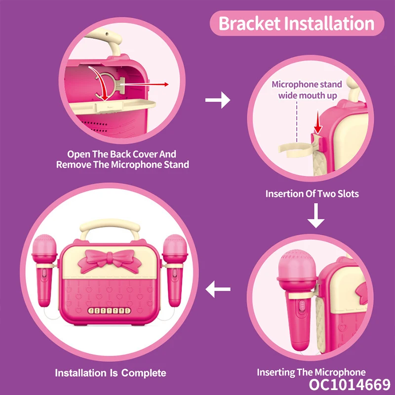 Wholesale custom baby singing toys sound box with 2pcs karaoke microphone machine toys for kids adults