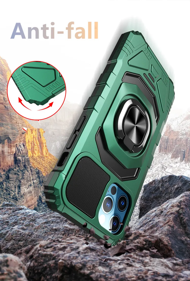 Aluminum alloy tpu pc bracket shockproof protective armor bumper mobile back cover phone case for iPhone 13 pro