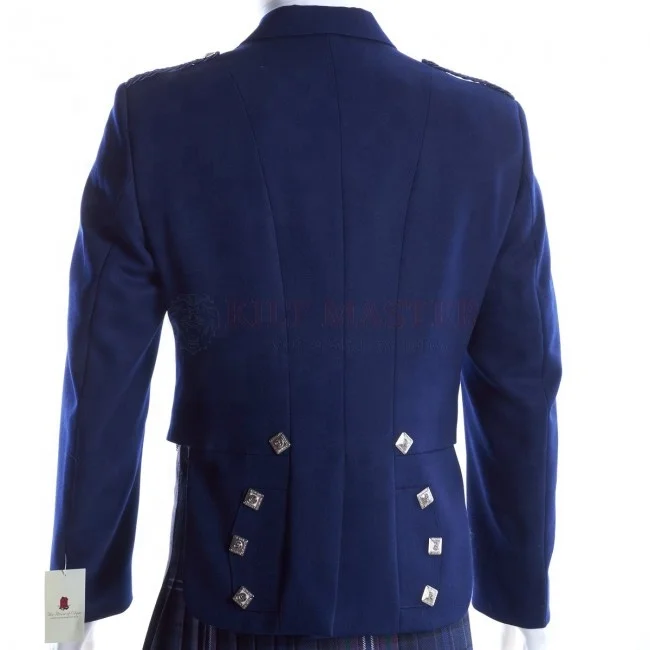 Royal Blue Prince Charlie Jacket With Vest Blazer wool Kilt Jacket With Waistcoat/Vest