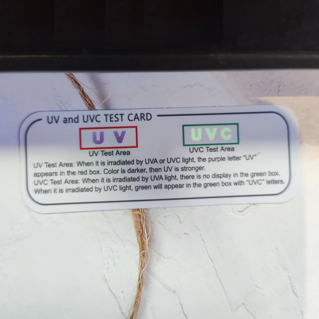 UVC Disinfection Lamp Test Card LED UV Strength Card for Gift Giving