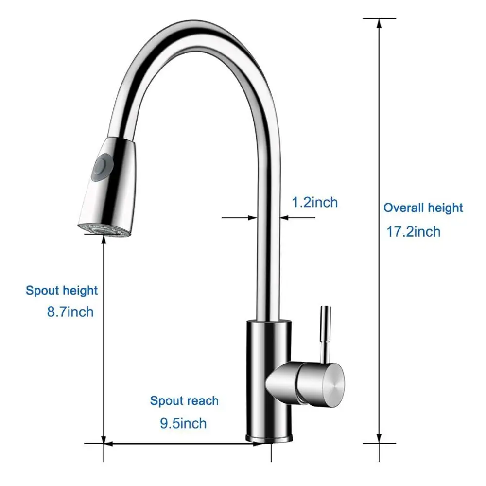 
Sanfino Single Handle Kitchen Faucet, Stainless Steel Kitchen Sink Faucets with Pull Down Sprayer, Brushed Nickel 