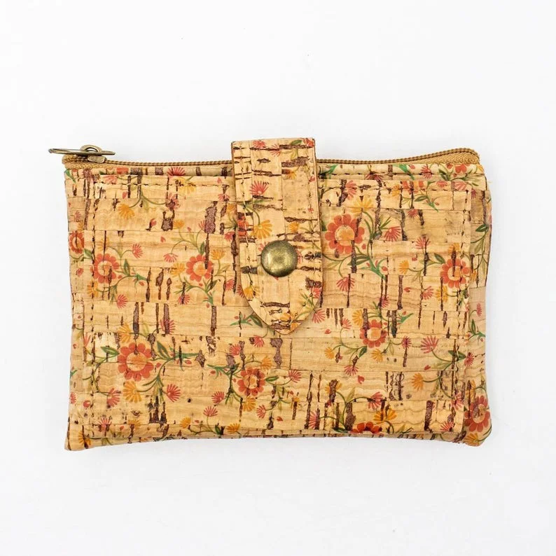 New design vegan cork  leather printing pattern gift purse colorful women cork wallet