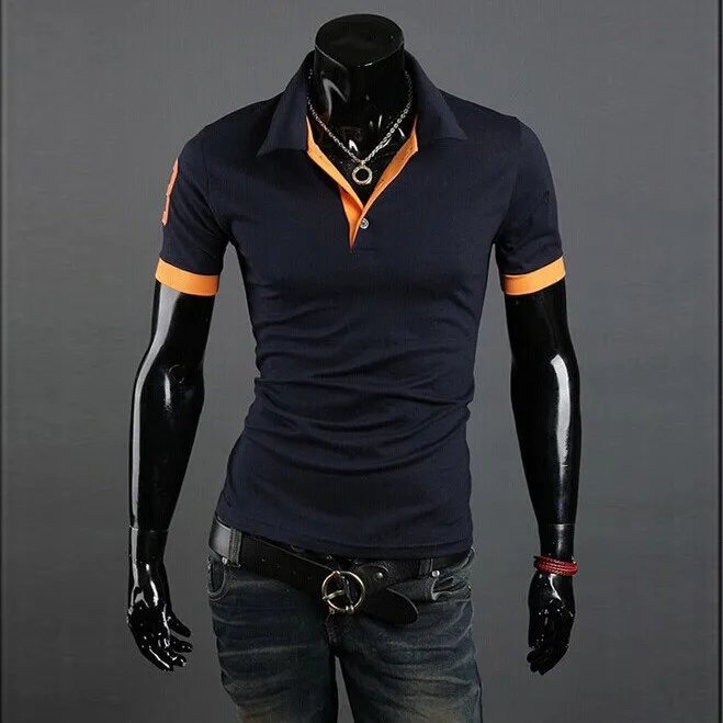 Mens Fashion Personality Embroidery Short Sleeve POLO Shirt