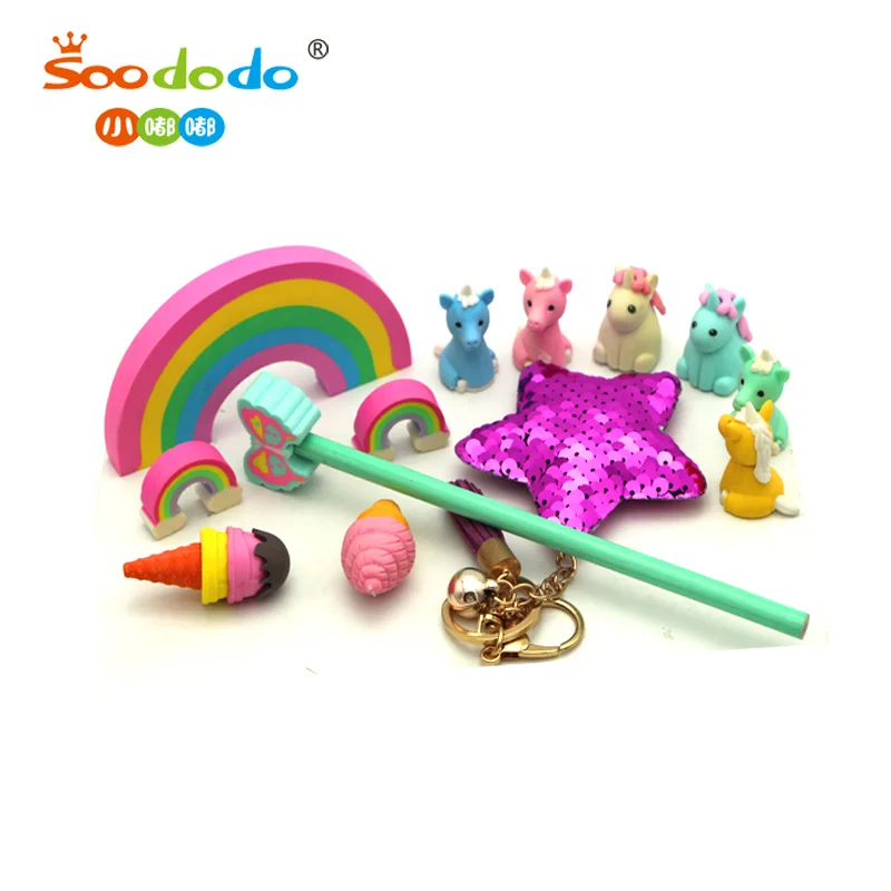 3D Stationery Set Animal Unicorn Shaped  Rubber Eraser Pencil Eraser
