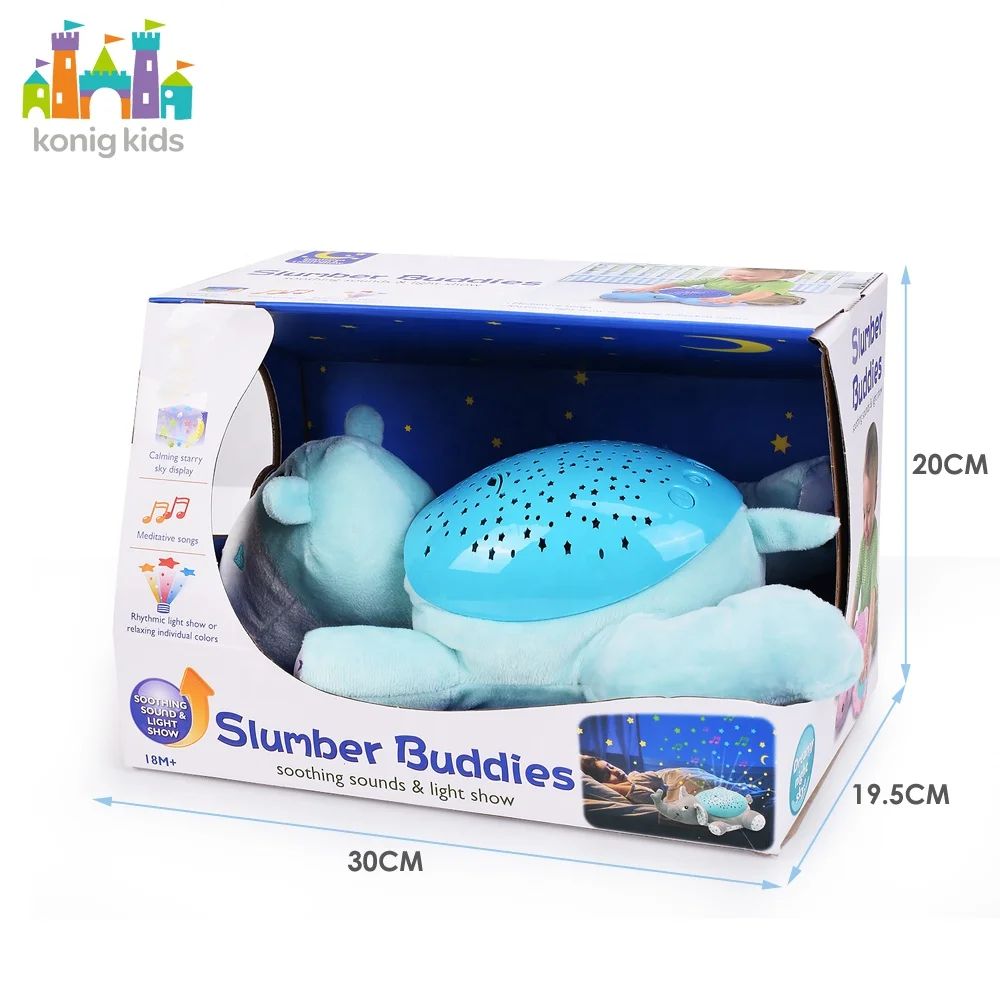 Konig Kids Factory Wholesale Soft Stuffed Animal Push Sleeping Soothing Plush Toy With Music and Projection
