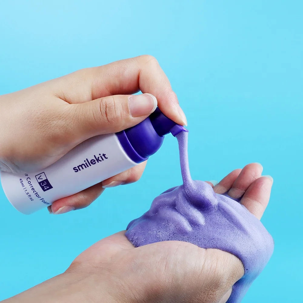 Private Label Purple Foam Toothpaste Snow White V34 Peppermint Whitening Tooth Mousse V34 foam