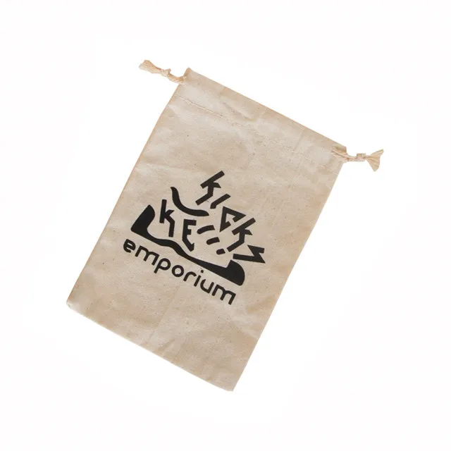
Eco Friendly Shopping Natural Calico Canvas Custom Logo Cotton White Small Drawstring Bags Grocery Gift Pouch 