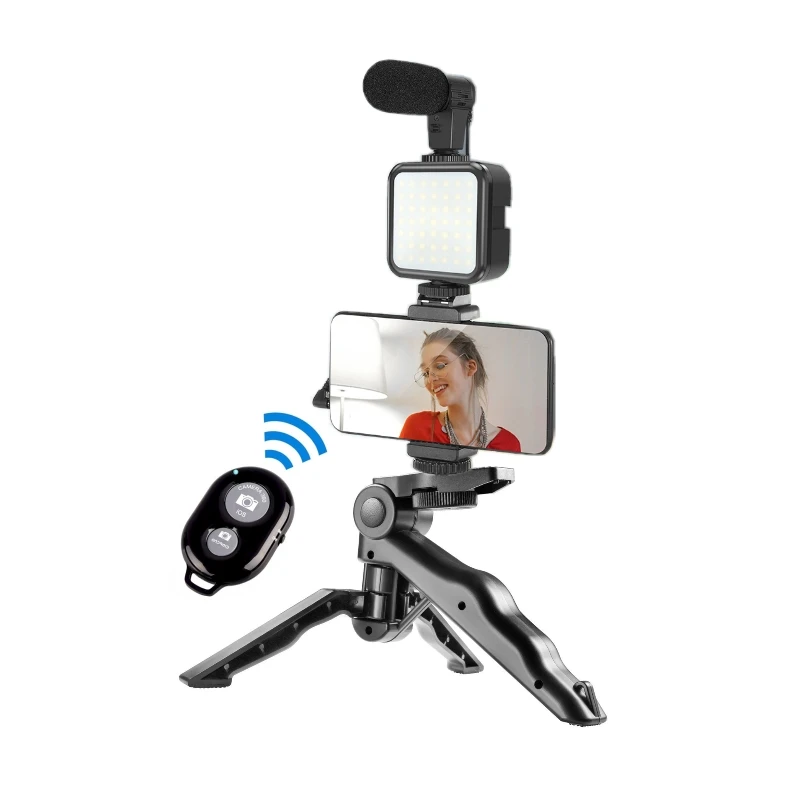 
 Конденсаторный микрофон с штатив LED заполняющий свет для профессиональной фото-и видеосъемки на камеру телефона для интервью в прямом эфире записи YouTube  