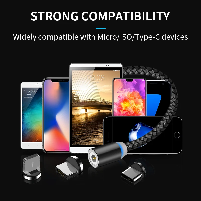 wholesale magnetic charging cable cell phone accessories on stock 3 in 1 micro usb cable for I-product Type C/micro cable