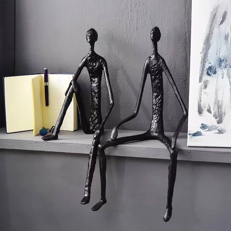 Abstract artwork gallery rustic man sculpture black luxury household decoration home office decor nordic accessory metal statue