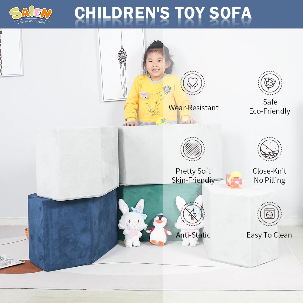 Customization soft Furniture high density foam kids sofa children playing sofa for Home bedroom bathroom sofa