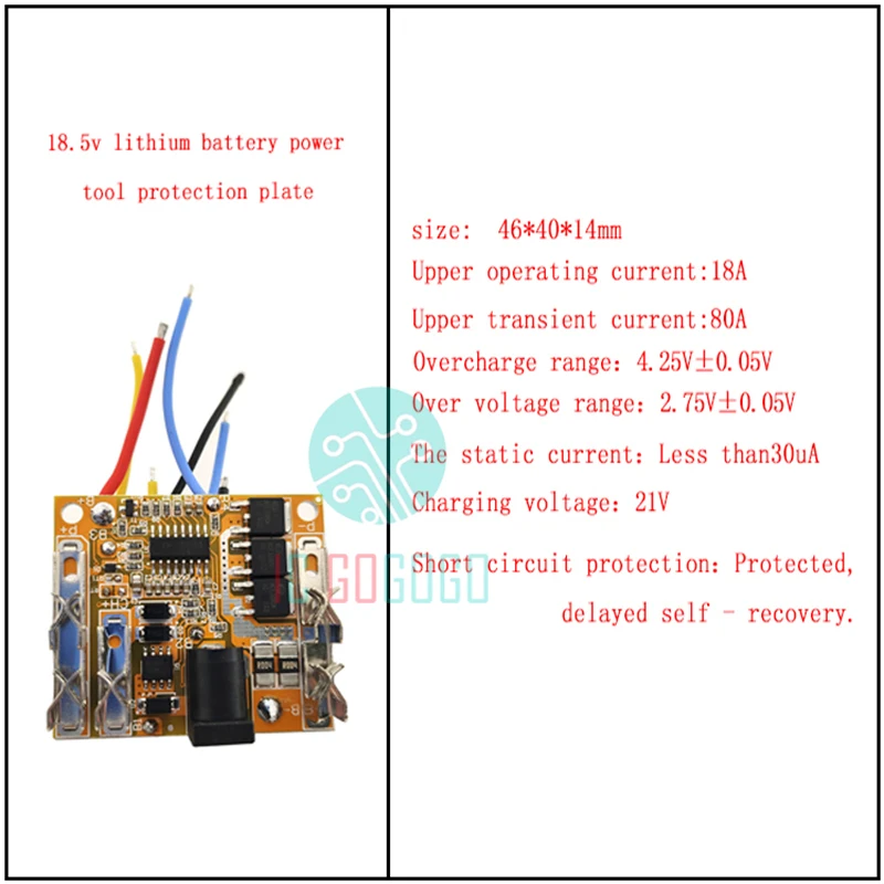 5S 21V 18.5V 18A DC Electric Tools Hand Lithium Drill Power Li-ion Battery Protection Board BMS Circuit 18650 Cell Packs PCB