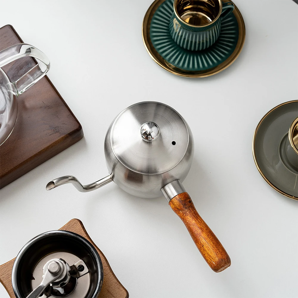 LIHONG 500ml Wholesale Black Coating Stainless Drip Tea Hand Pour Over Gooseneck Kettle Arabic Turkey Coffee Pot