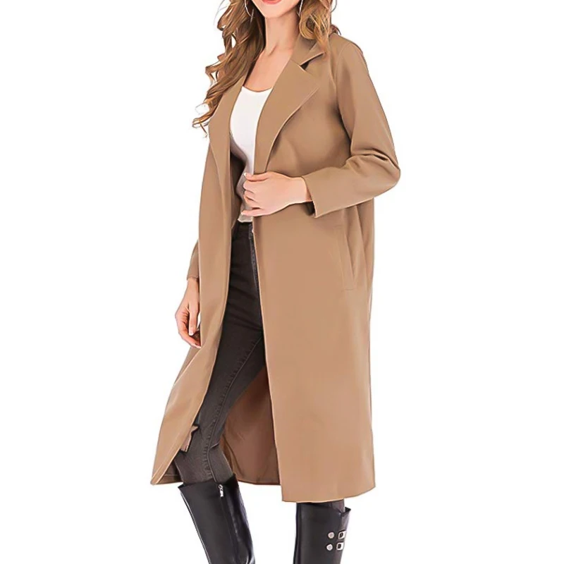 New Item Winter Cashmere Fleece Fabric Maxi Elegant Ladies Wool Jacket Coat