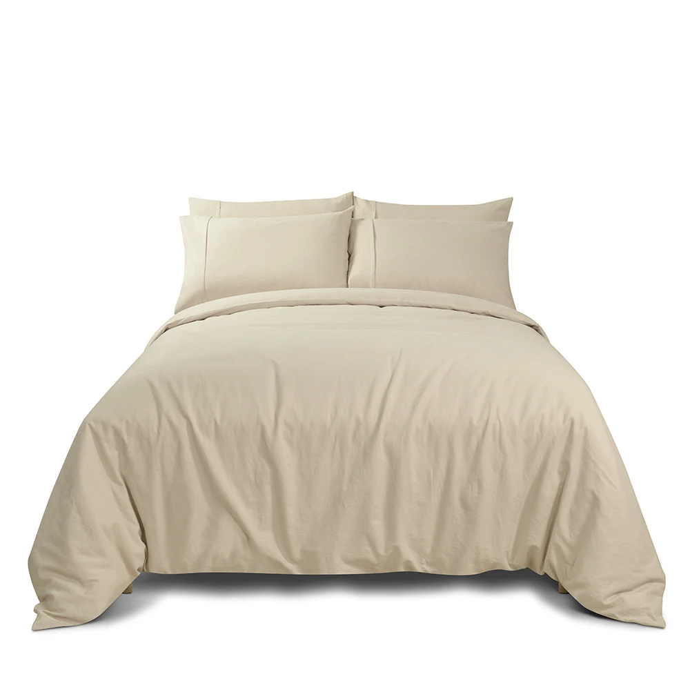 European Quality Flax Linen Quilt Cover Sets Cotton Linen Fitted Bed Sheet Duvet Cover Bedding Set