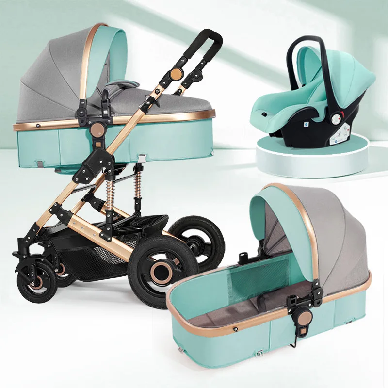 High landscape baby carriage can sit and lie down, lightweight folding and shock absorption baby stroller