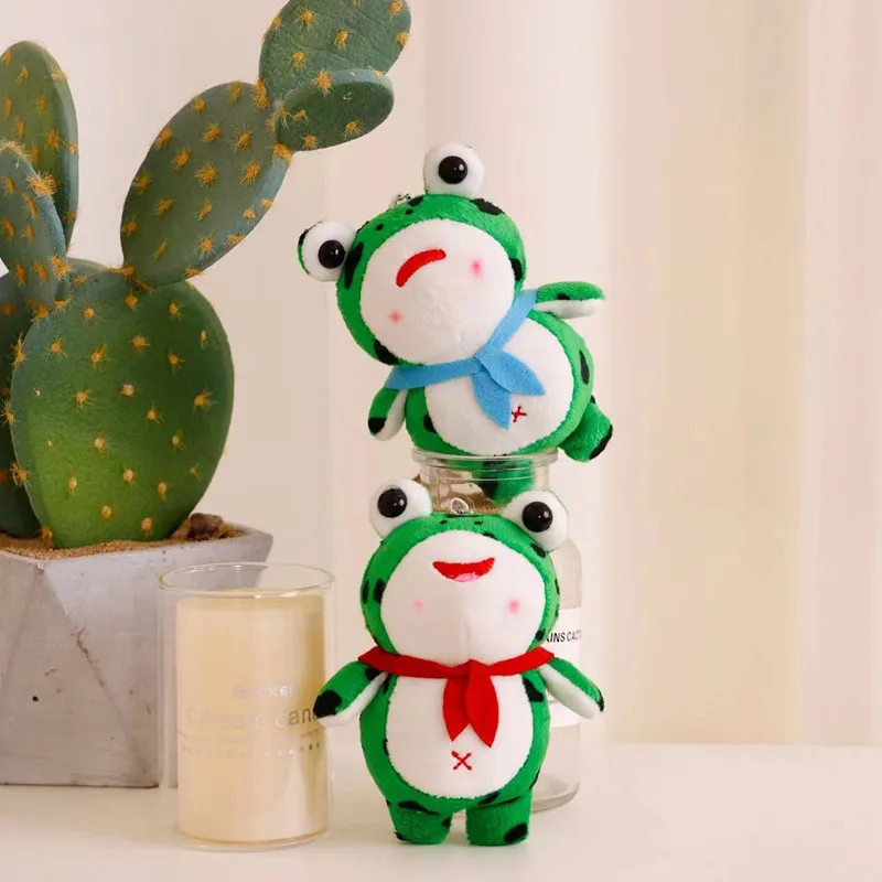 Tiktok cute cute little frog pendant doll cartoon bag hanging decoration key chain Rag Doll plush toy