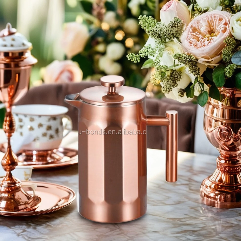 Роскошный французский Пресс из нержавеющей стали с двойными стенками цвета розового золота