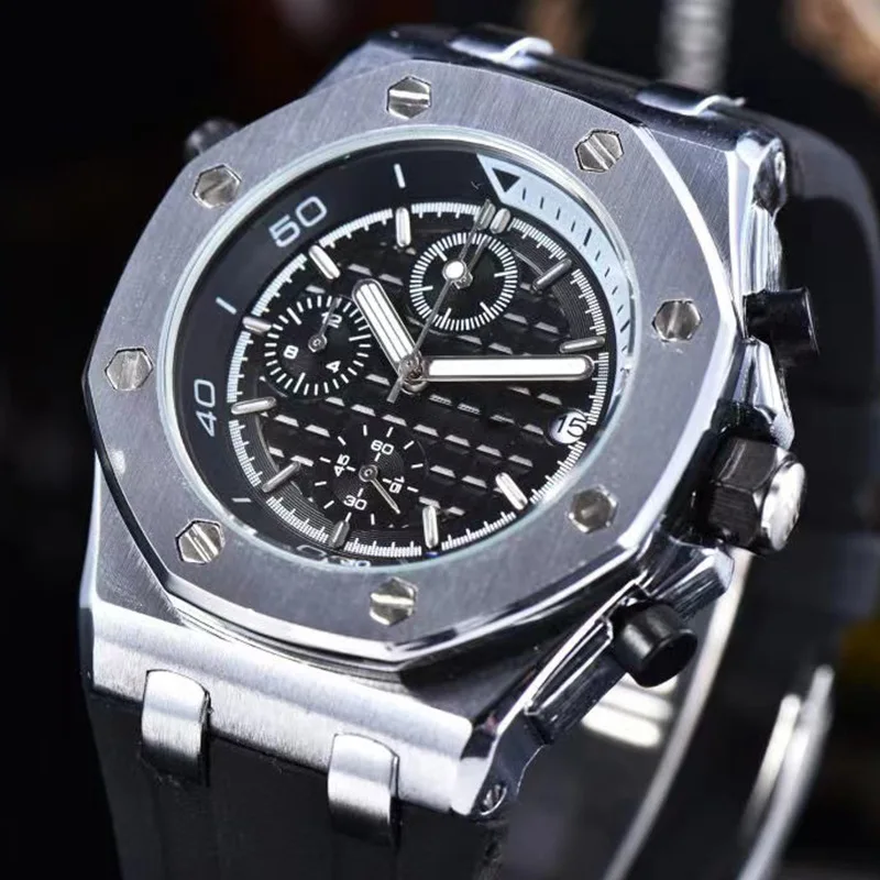 Men Chronograph Analog Quartz Watch Silicone Waterproof Luminous Quartz Wrist Watches