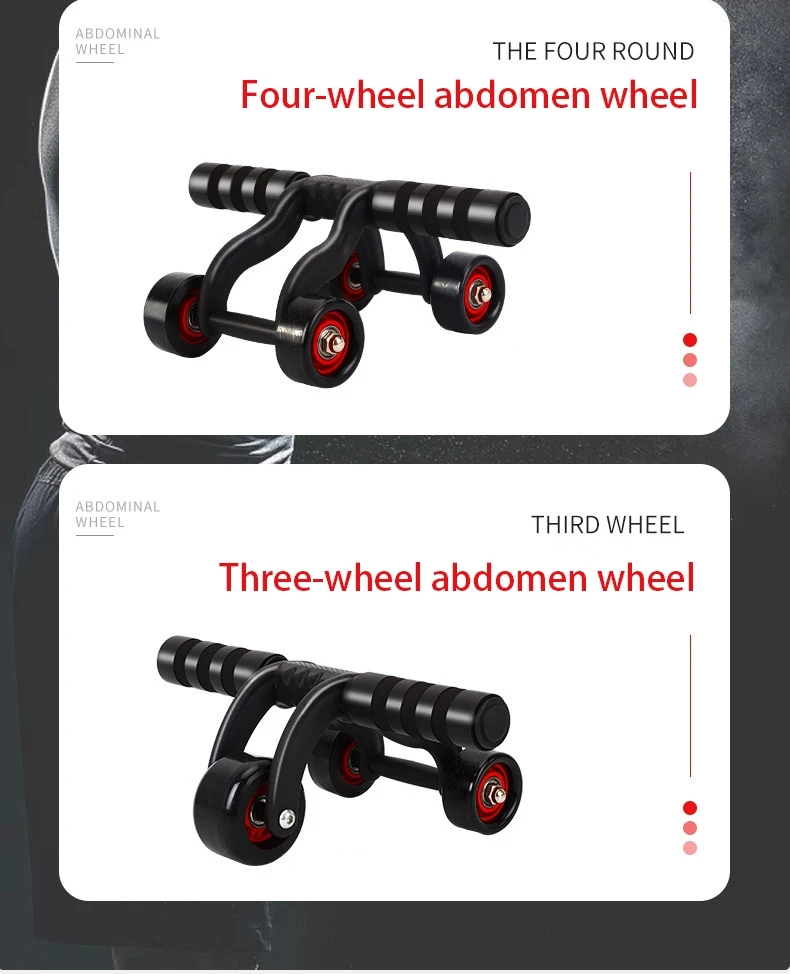 Body Building Core Training Abdominal 4 Wheels Roller Ab Workouts Machine