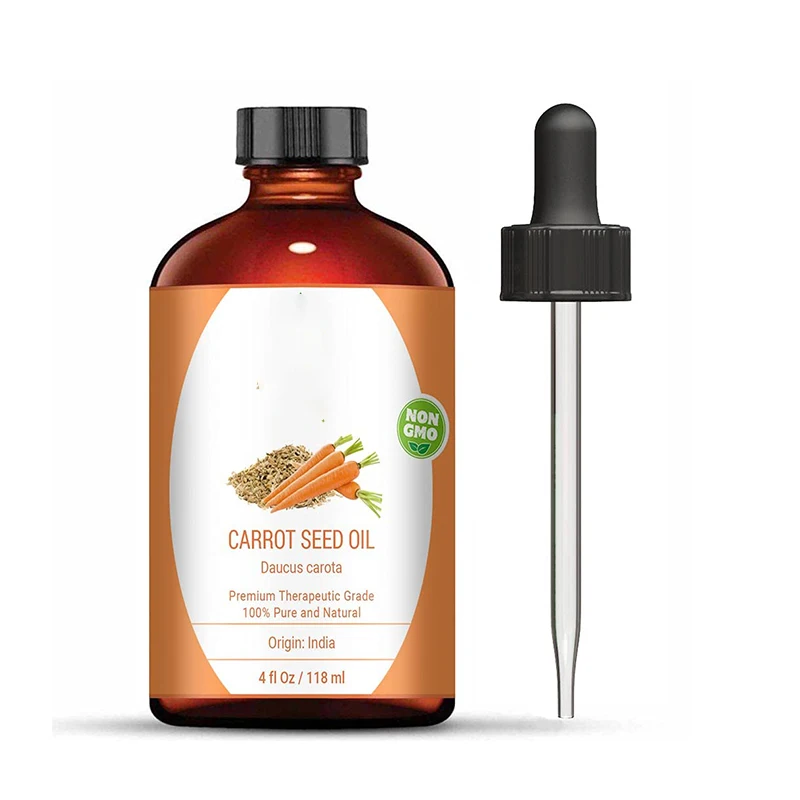 Carrot Seed Oil with Dropper 100% Pure Natural Cold Pressed and Therapeutic Grade For Moisturized Skin Shiny Hair