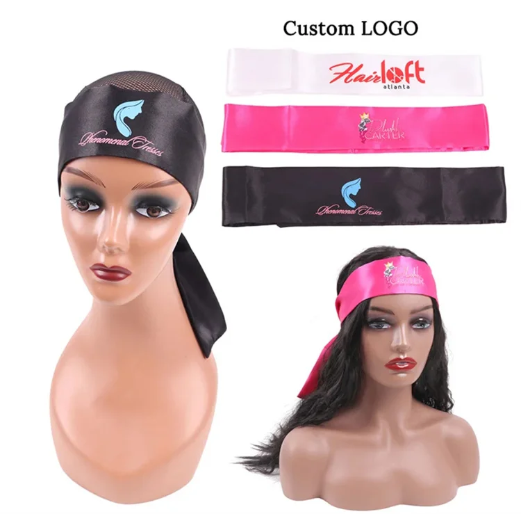 Hot Selling Custom Logo Satin Edge Laying Scarf Wrap For Lace Wigs 6*100Cm No Slip Hair Wrap Wig Grip Head Band For Hair