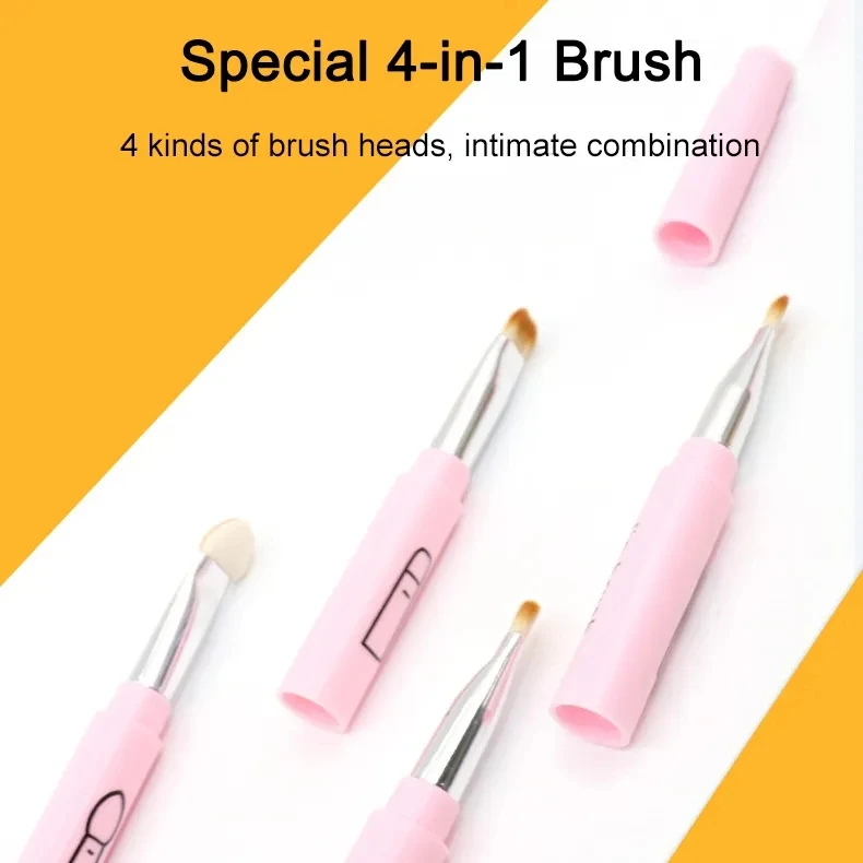 Stitch 4 in 1 makeup brush Portable travel Eye shadow brush Eyebrow brush Multifunction mini Beauty Tool with Cover