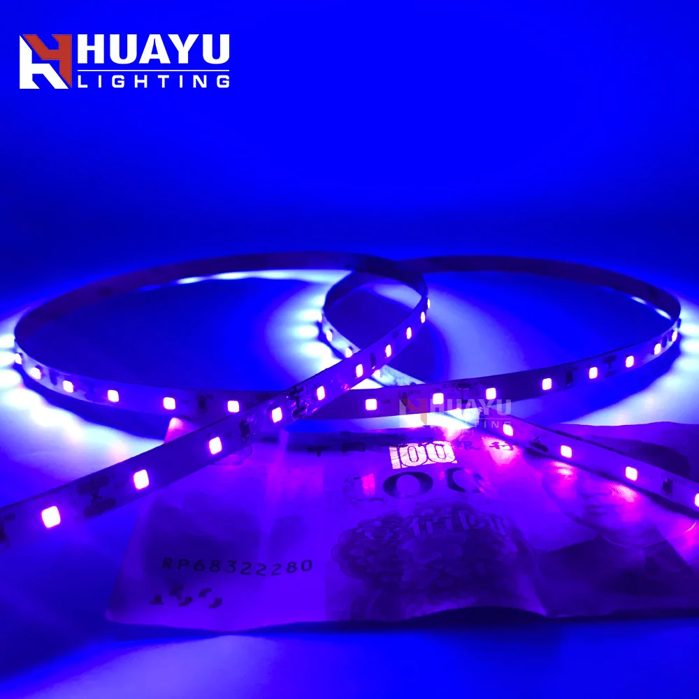 12V DC UV 365 nm 395 nm flexible LED Strip tape light Ultraviolet 300pcs/roll 2835 led light bar