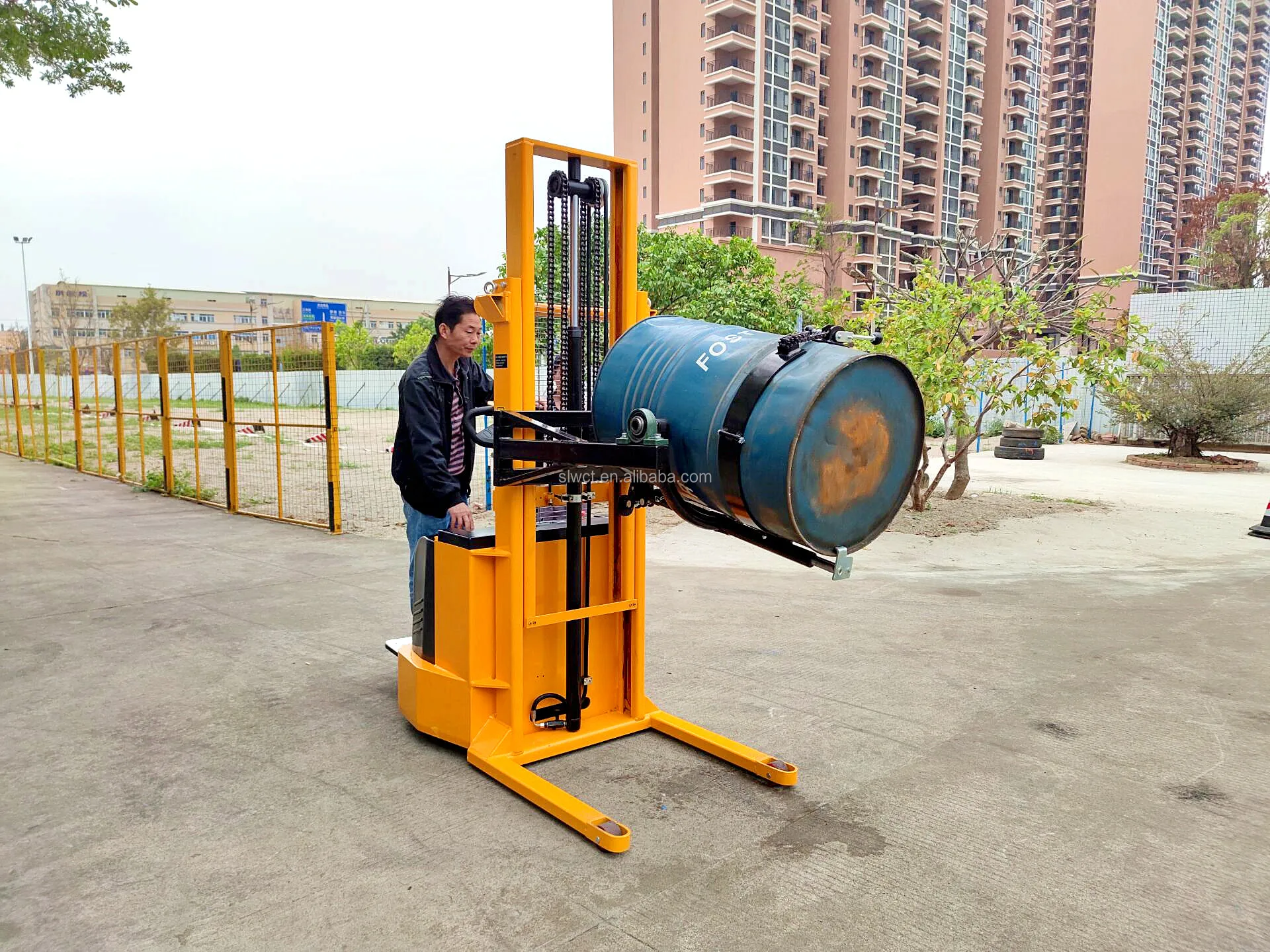 Self Propelled  Fully Electric  Hydraulic Drum Lift Stacker