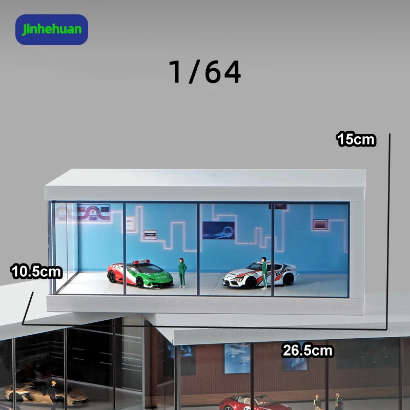 1:64 Scale Diecast Model Car Display Simulation Parking Garage Exquisite PVC Acrylic Dust Box
