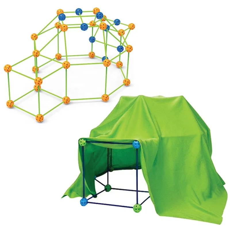 Kids Construction Fort DIY Building Castles Tunnels Tents Kit Assemble 3D Play House Building Toys for Kids Gift