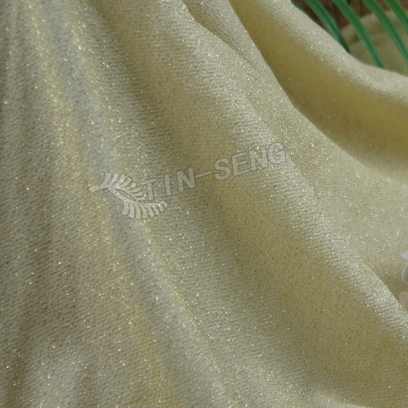 Gold Nylon Metallic Knitted Fabric for Garment Textile