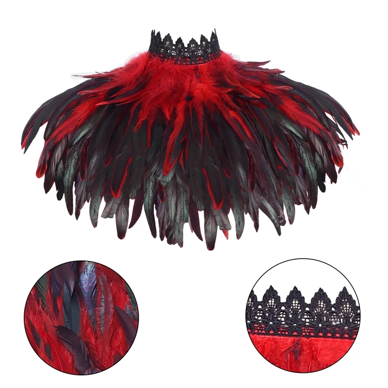 2024 New Lingerie Women Plus Size Feather Shawl Scarf Gothic Feather Adjust Performance Feather Halloween Carnival Rave Cloak