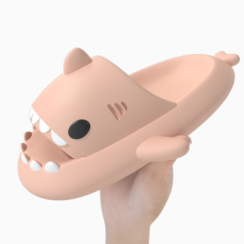 Pink Funny Shark Slides Thick bottom custom stock cloudy couples soft sole 3d bath shark shape slippers slides different colors