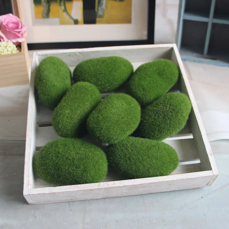 Direct sales of multi-shapeartificial hair moss stone indoor&outdoorsimulation plant wall artificial hair stone  ball decoration