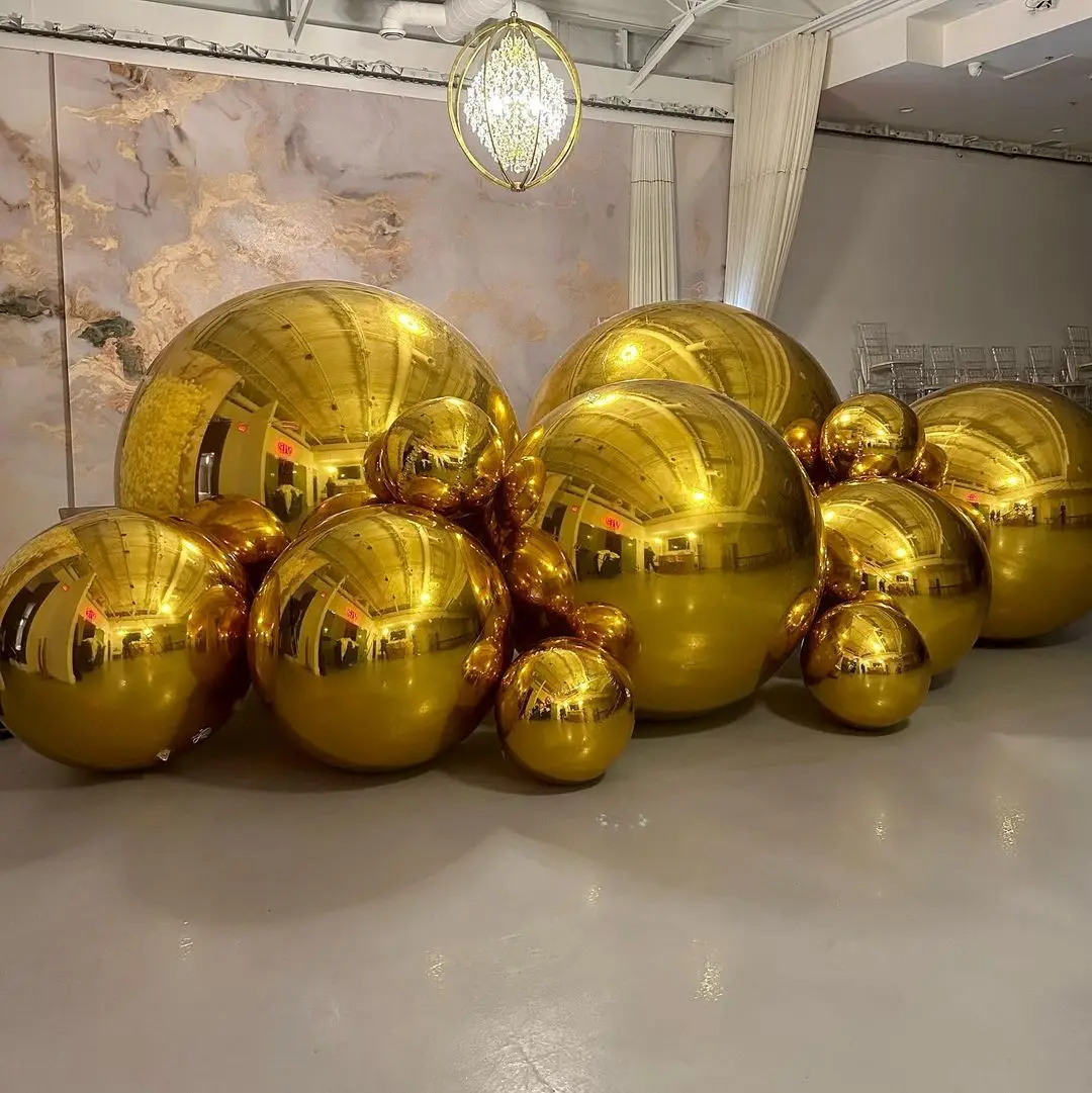 Распродажа розовый надувной зеркальный шар гигантский из ПВХ для украшения событий большие блестящие надувные шары