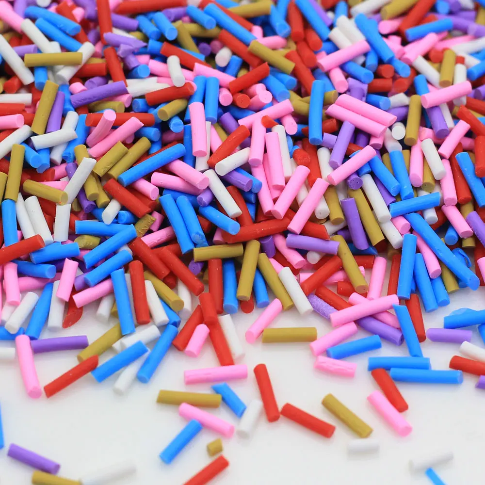 
New 500g Long Cylindrical Polymer Hot Soft Clay Sprinkles Colorful For DIY Crafts Tiny Cute Plastici Accessories 